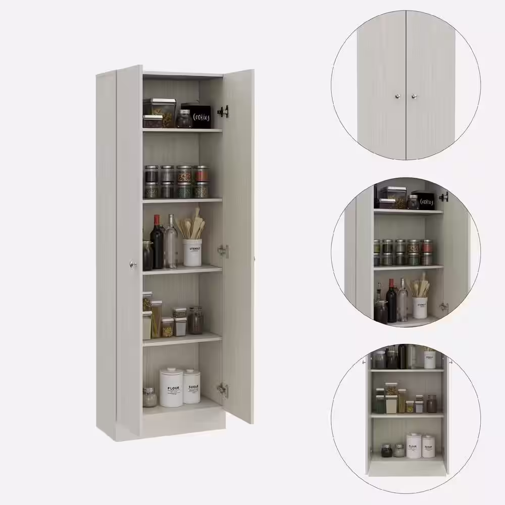 None 23.6 in. W x 70.8 in. H x 11.8 in. D 5 Shelves Freestanding Utility Storage Cabinet in Beige
