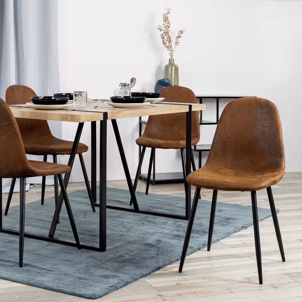 Homy Casa Charlton Brown Faux Suede Upholstered Dining Chairs (Set of 4)
