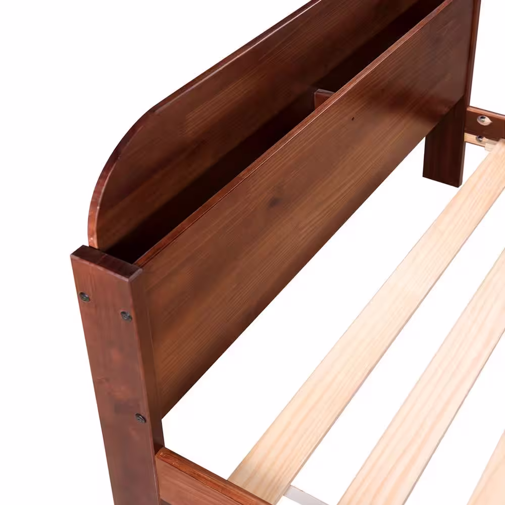 Welwick Designs Walnut Twin Solid Wood Bookcase Bed Frame