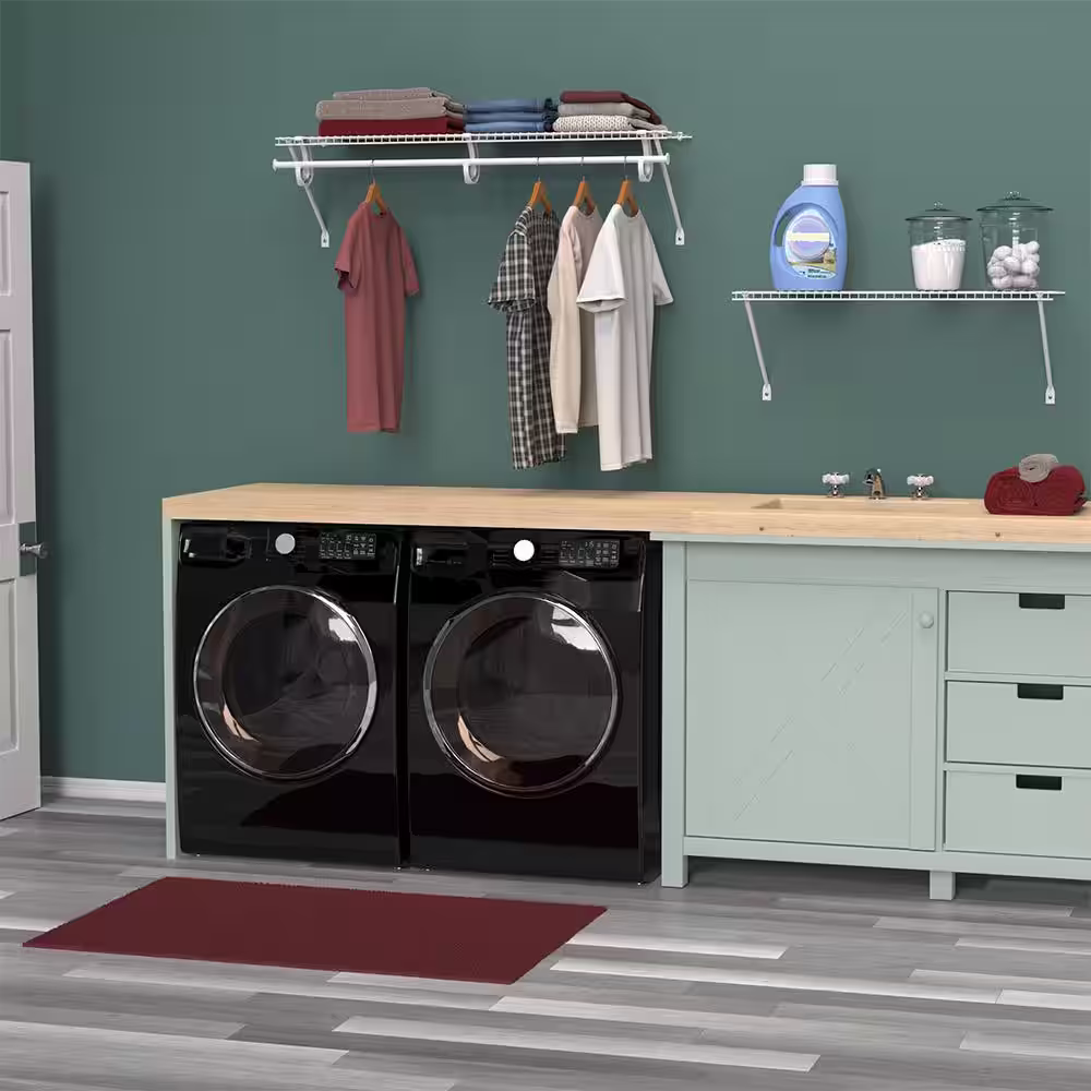 ClosetMaid Superslide 12 in. D x 48 in. W x 36 in. H White Wire Fixed Mount Laundry Shelf Kit