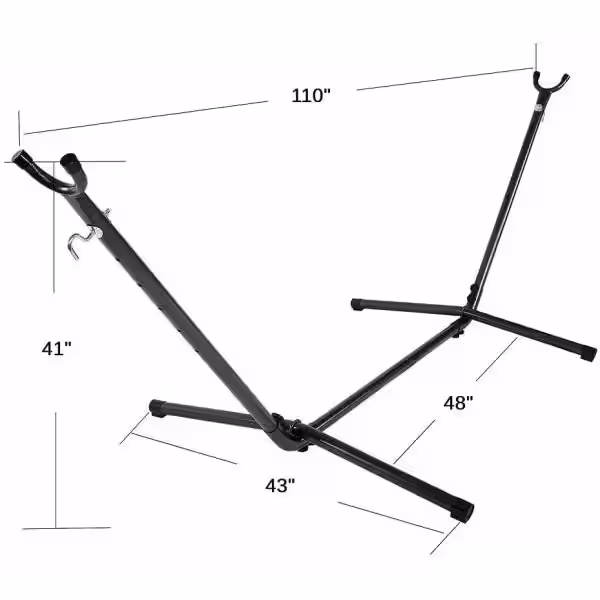 None 9 ft. Metal Heavy-Duty Hammock Stand Only in Black
