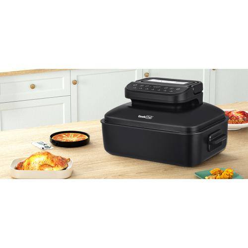 None 6 qt. Matte Black Smokeless Electric Grill Air Fryer with Preset Function and Removable Non-Stick Plate