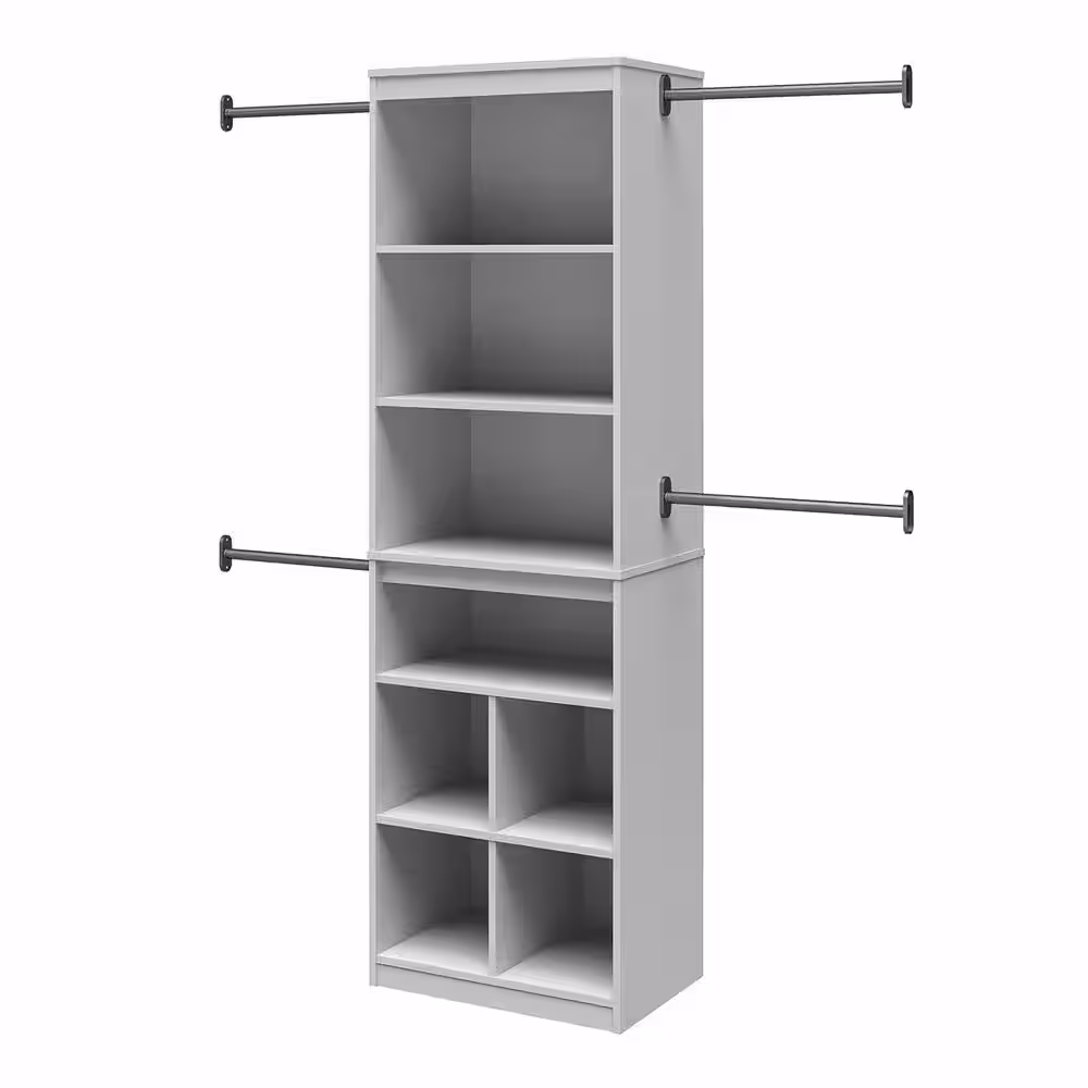 None 68.69 in.- 95.4 in. White Wall Mount Adjustable Closet System with 4 Clothing Rods