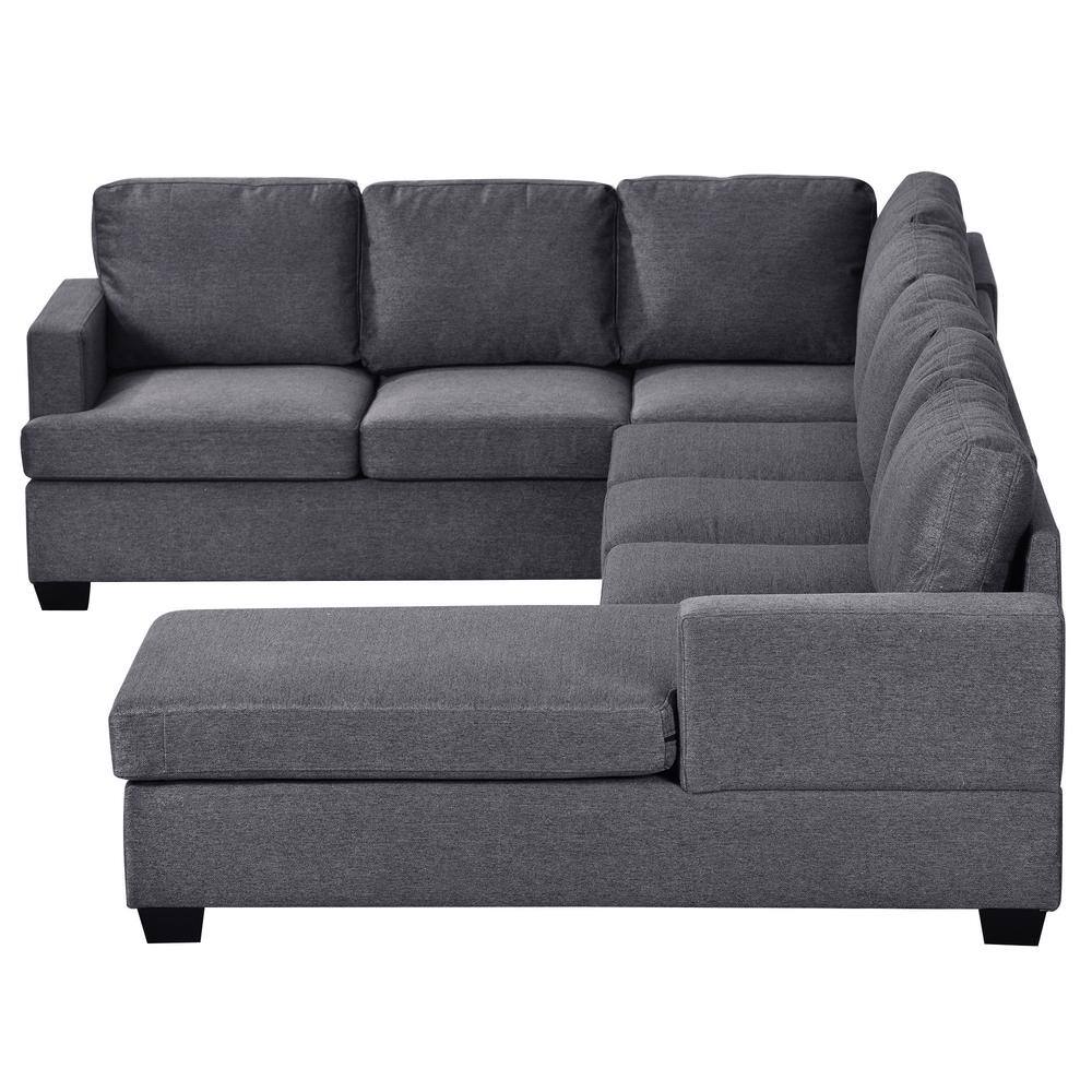 Harper & Bright Designs Modern Large 125.6 in W Square Arm Polyester Upholstered U Shaped Sectional Sofa in Gray