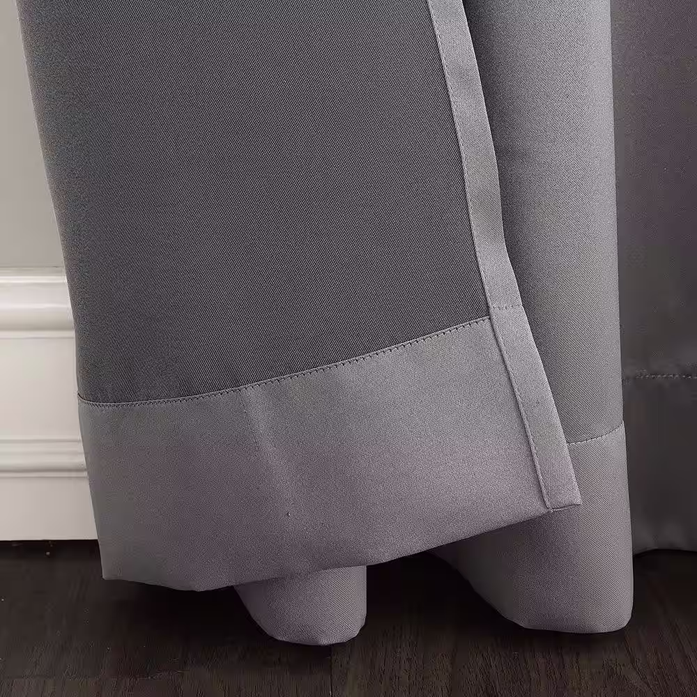 Sun Zero Grey Solid Grommet Room Darkening Curtain - 100 in. W x 84 in. L