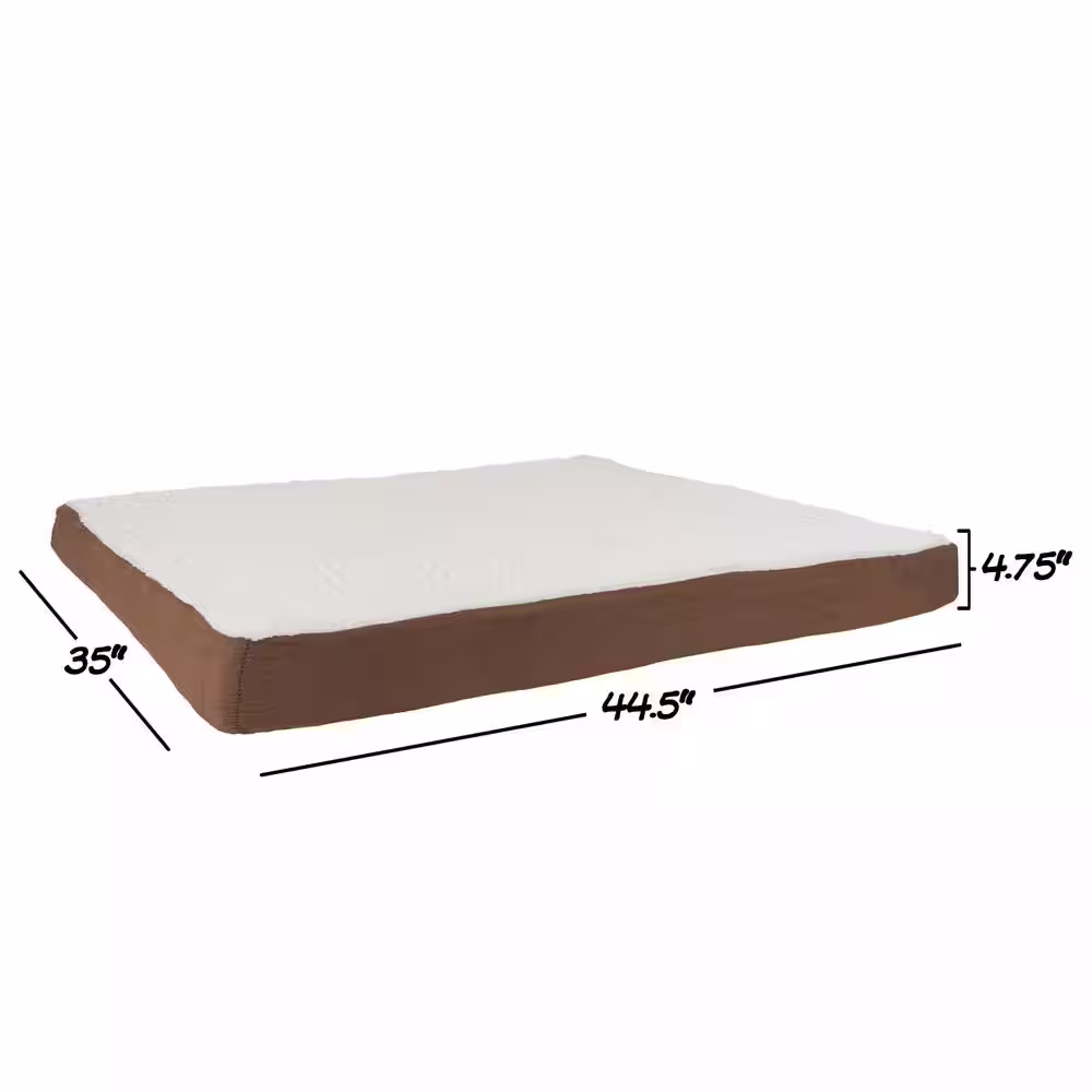 Pet Trex Large 44 in. x 35 in. Brown Sherpa Top Orthopedic Memory Foam Pet Bed with Non-Slip Bottom and Removeable Washable Cover