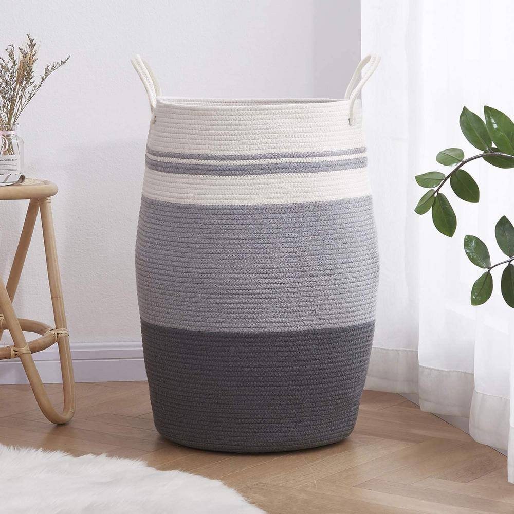 None 105L Polypropylene Laundry Basket Hamper Dark Grey