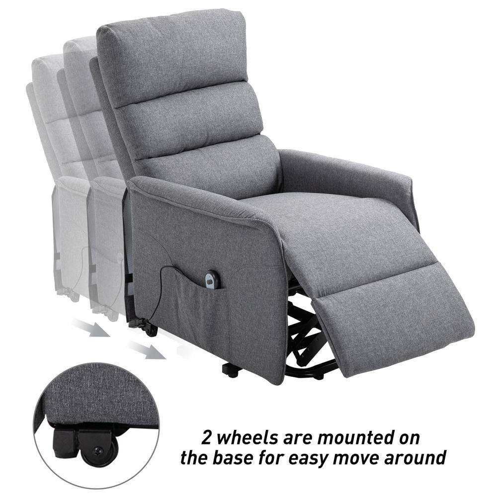 None Grey Polyester Power Lift Assist Recliner Chair