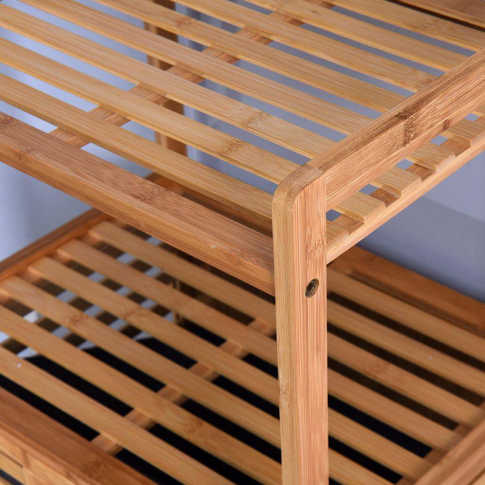 Kahomvis Natural Tilt-Out Bamboo Laundry Hamper with 2-tier Shelf