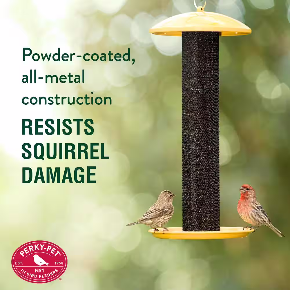 Perky-Pet Yellow Straight Sided Finch Tube Hanging Bird Feeder - 1.5 lb. Capacity