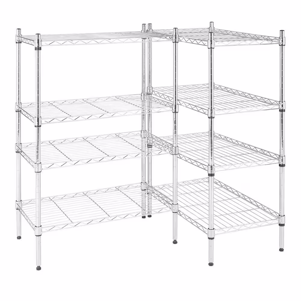 None Modern Silver Wire Shelf (70.87 in. H x 13.78 in. W)