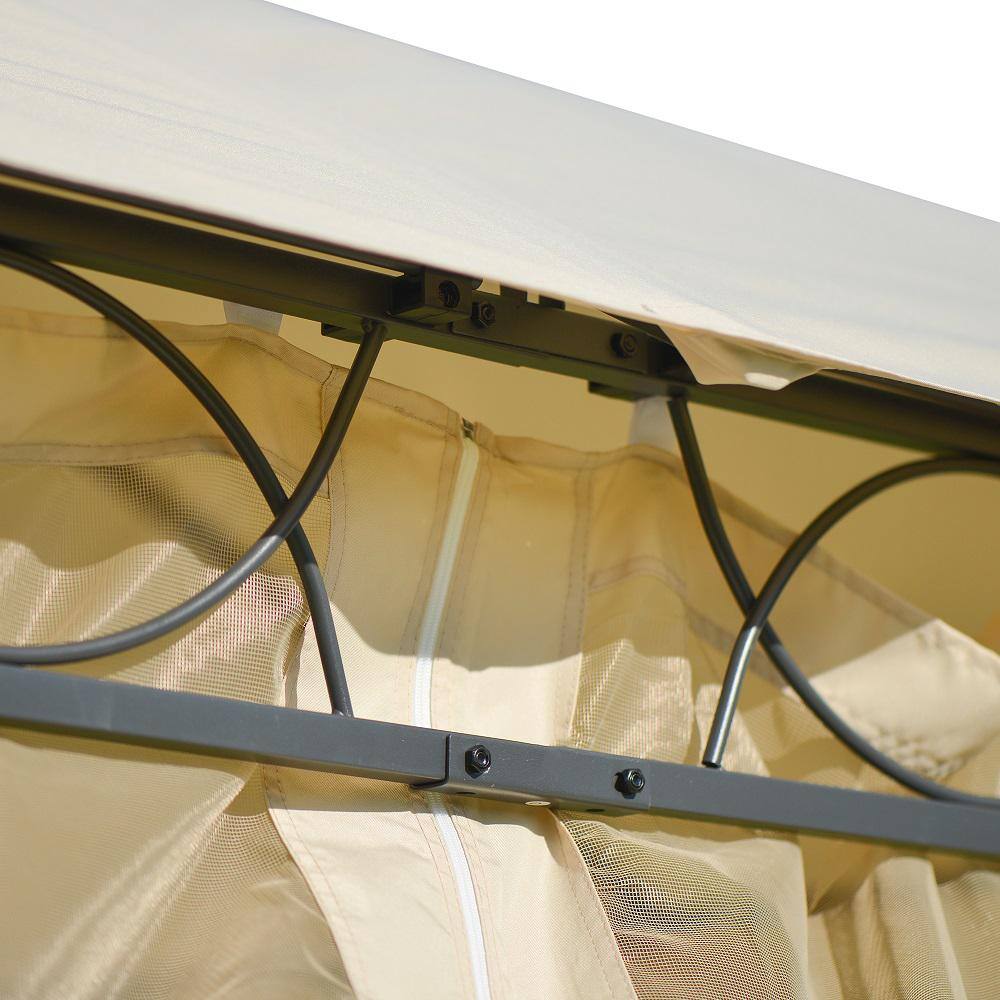 Nestfair Beige 11 ft. x 12 ft. Double Tiered Gazebo Canopy with UV Protection