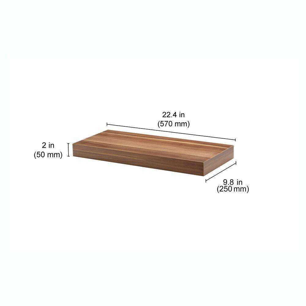 None BIG BOY 22.4 in. x 9.8 in. x 2 in. Walnut MDF Floating Decorative Wall Shelf with Brackets