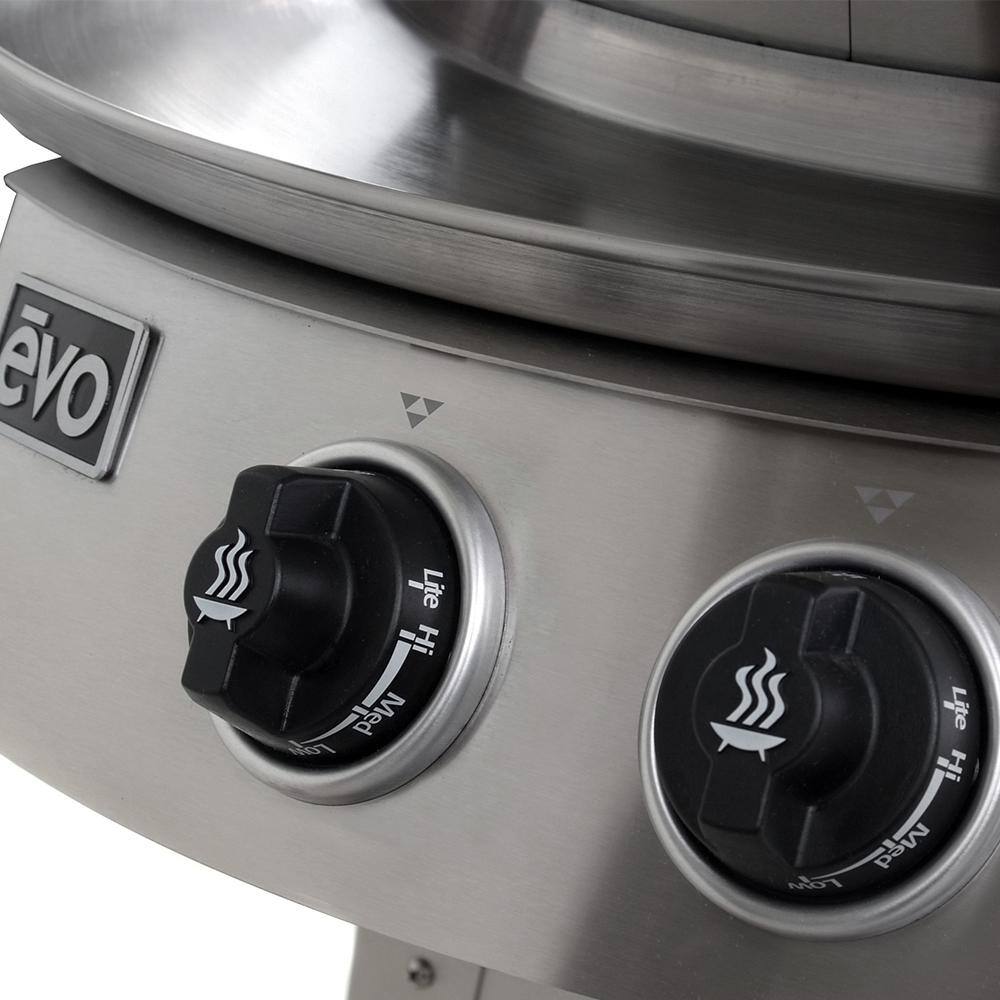 Evo Professional Tabletop 2-Burner Propane Gas Grill in Stainless Steel with Flattop
