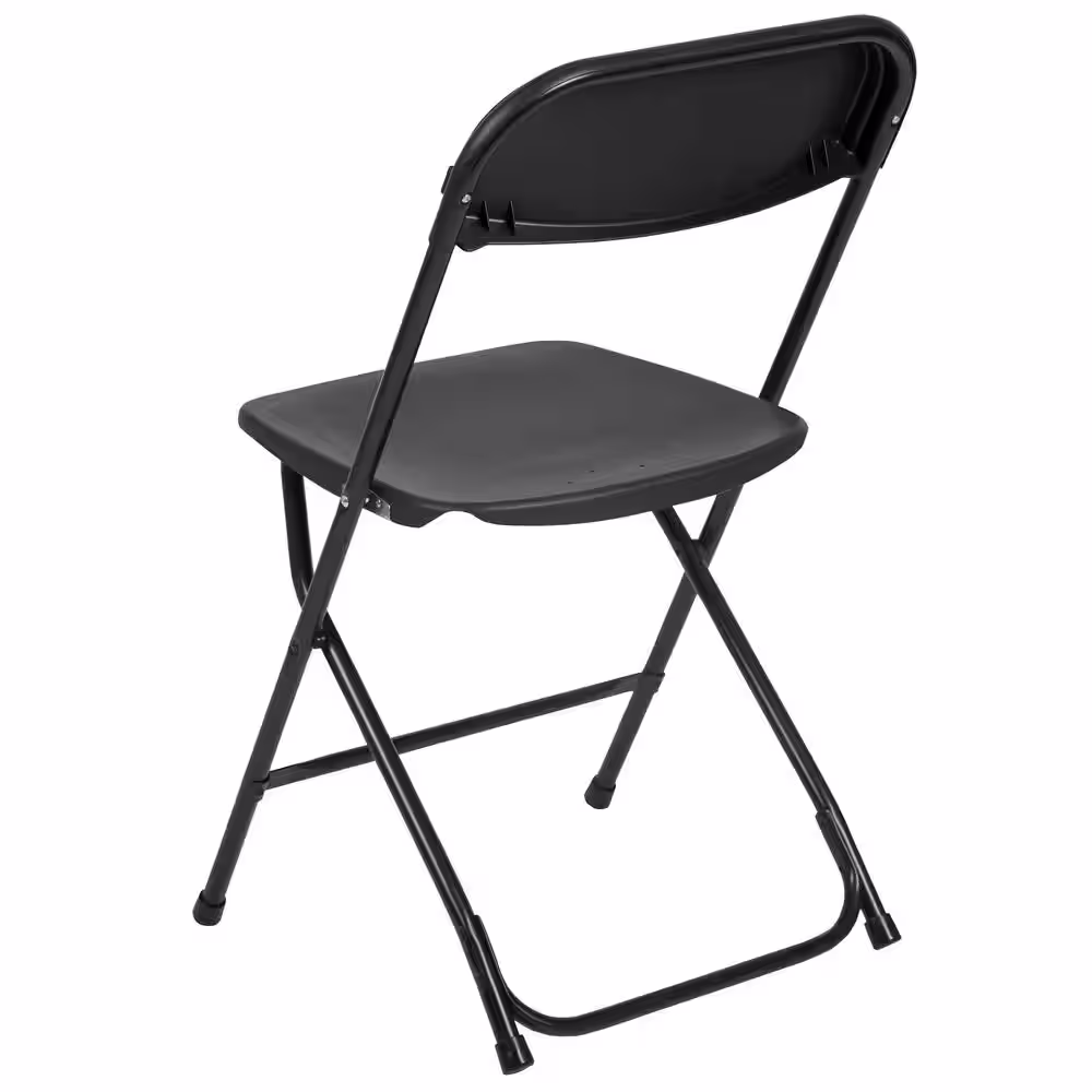 Carnegy Avenue Black Plastic Seat with Metal Frame Folding Chair (Set of 2)