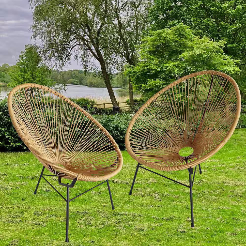 None 2-Piece Brown Metal Outdoor Bistro Set