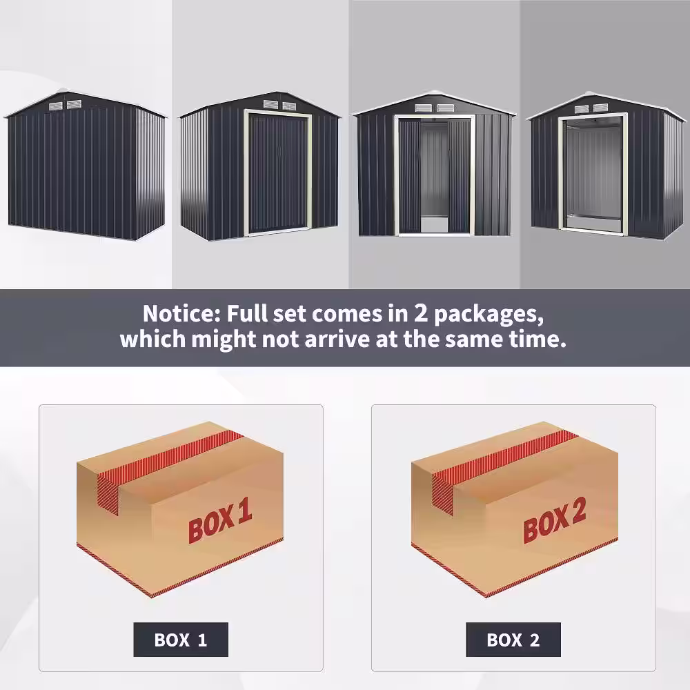 Costway 7 ft. W x 3.8 ft. D Metal Shed With 25.6 sq. ft.