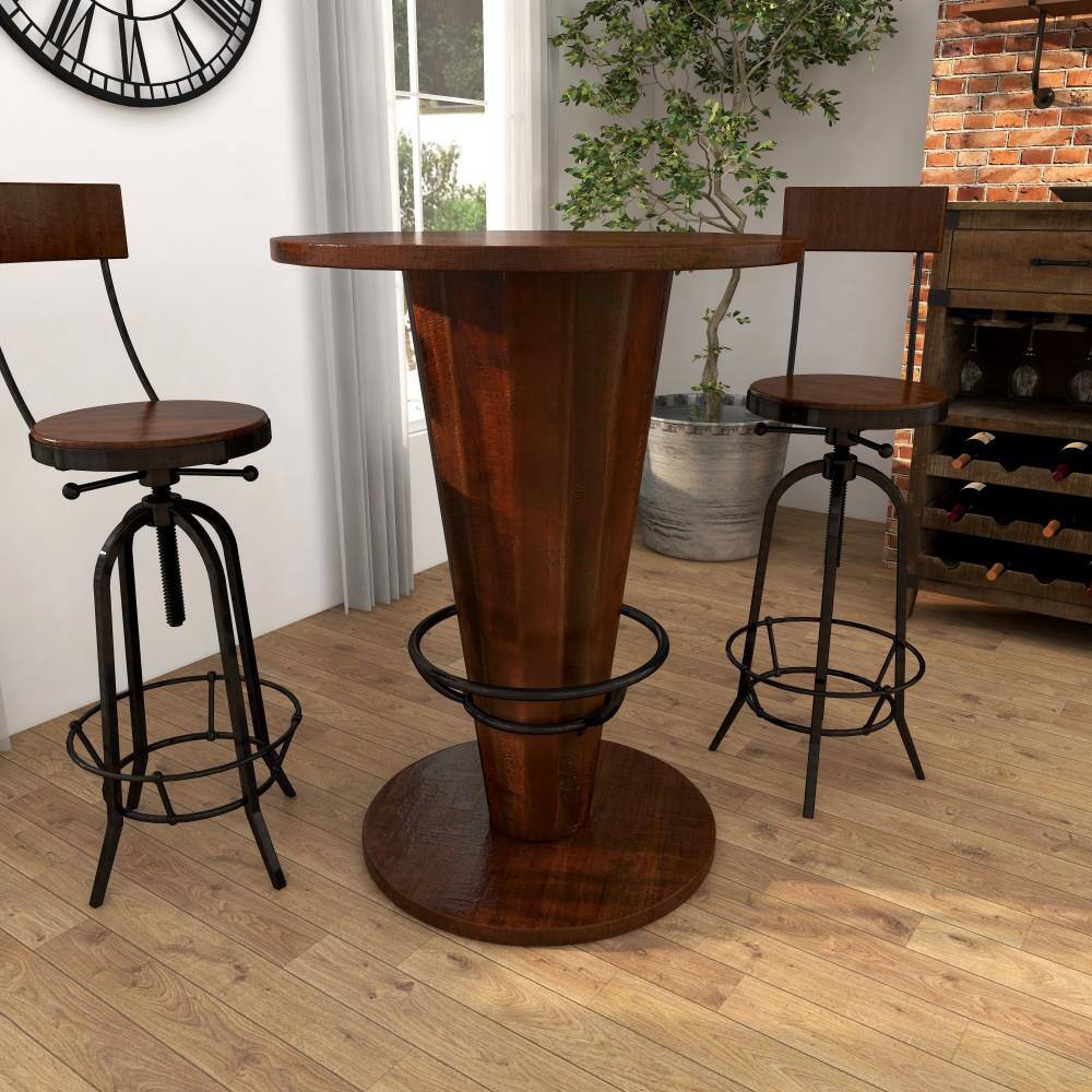 Litton Lane Brown Bar Height Dining Table with Foot Rest