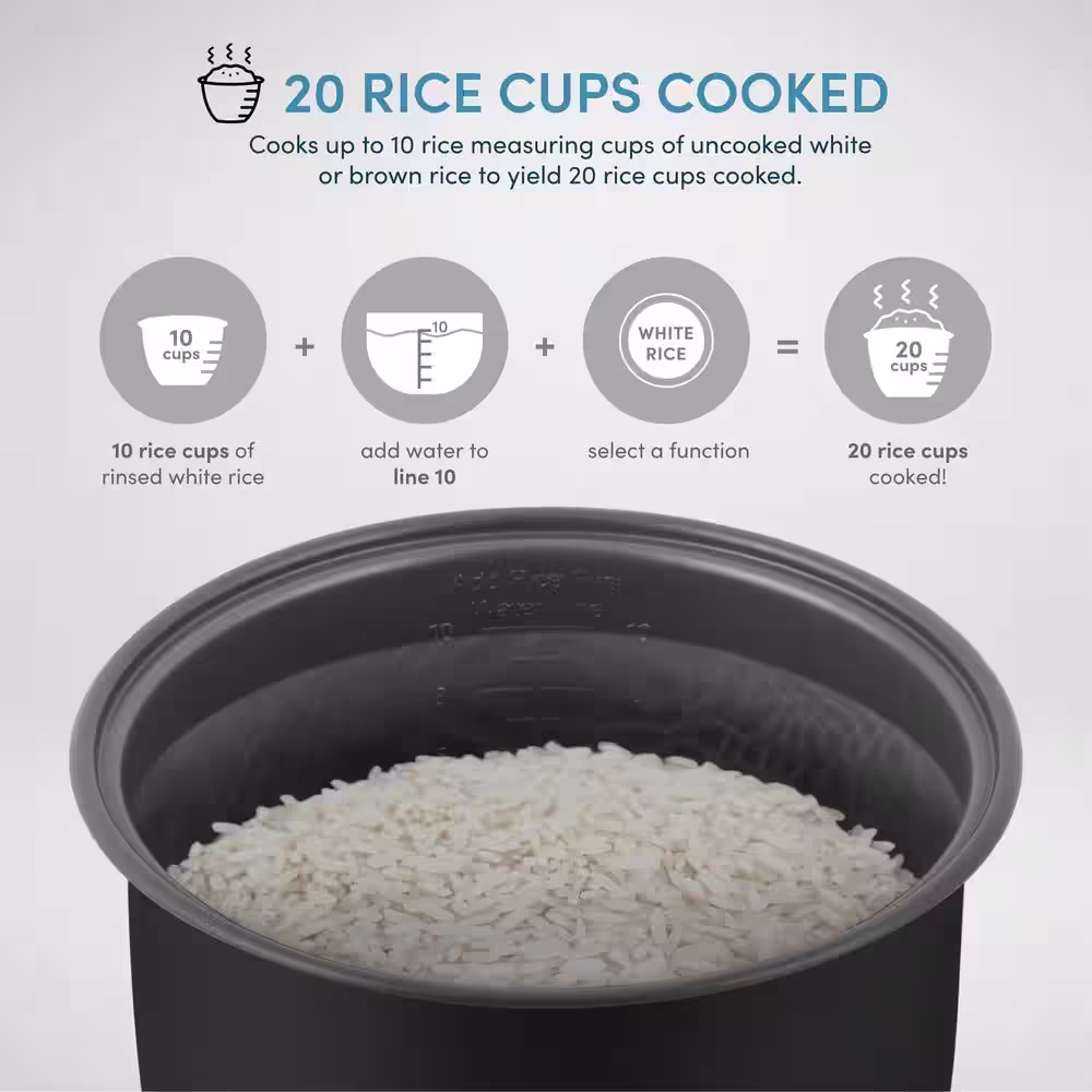 AROMA 20-Cup Stainless Steel Digital Cool-Touch Rice Cooker and Food Steamer