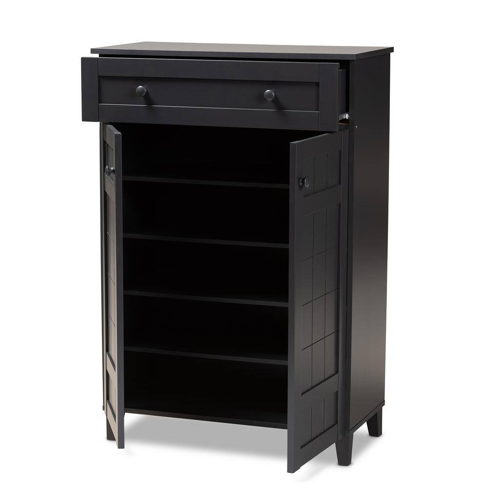 Baxton Studio 45.1 in. H x 30.75 in. W Gray Wood Shoe Storage Cabinet