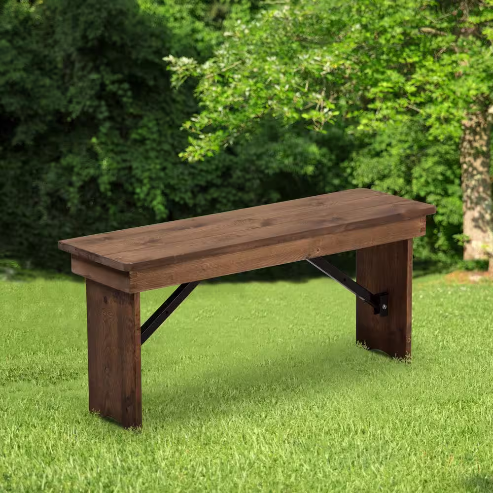 Carnegy Avenue Antique Rustic Wood Dining Bench 40.25 in. .