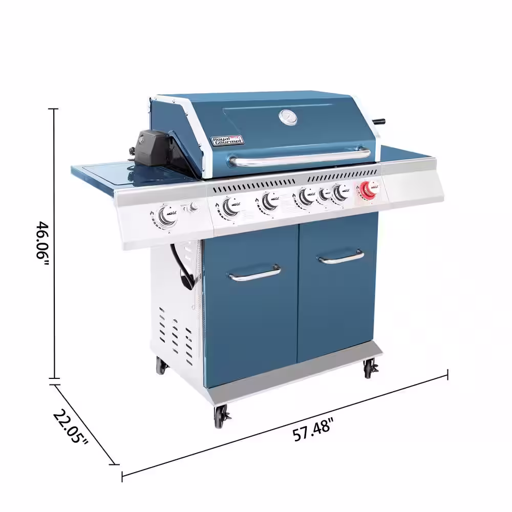 Royal Gourmet 5-Burner Propane Gas Grill in Blue with Rotisserie Kit