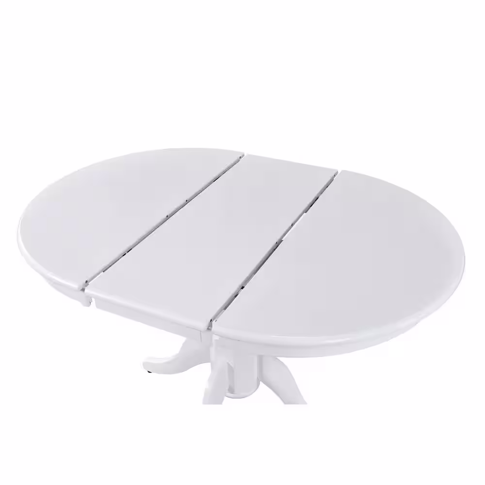 Harper & Bright Designs Mid-Century 5-Piece White Round MDF Top Dining Set Seats 4 With Extendable Table