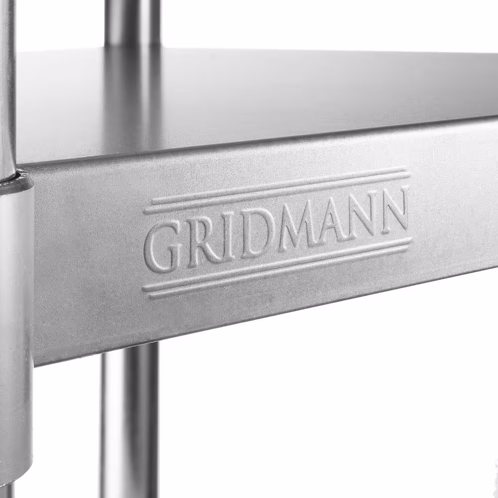 GRIDMANN 36 x 24 in. Stainless Steel Kitchen Utility Table with Backsplash and Bottom Shelf