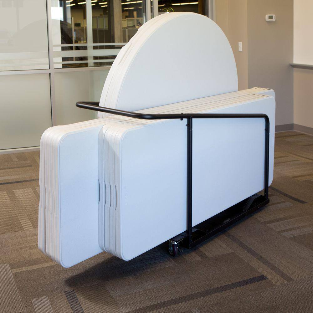 Lifetime 60 in. White Plastic Stackable Folding Banquet Table with Wheels (Set of 15)