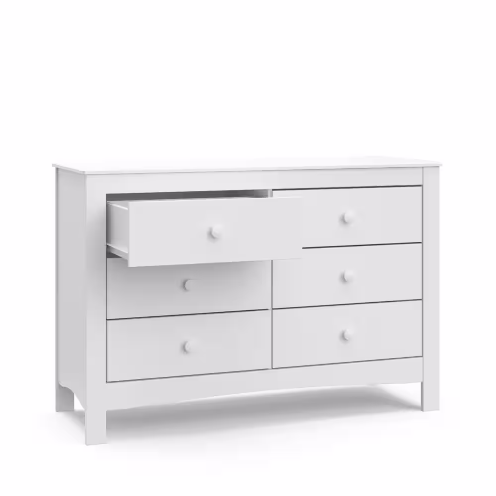 Graco Noah White 6 Drawer Double Kids Dresser (47.24 in. W x 17.52 in. D x 31.97 in. H)