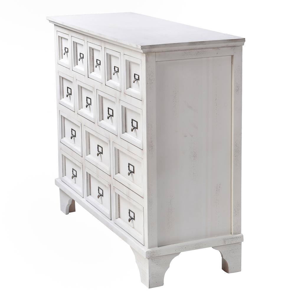 StyleCraft Brass and Antique White Shabby Chic 15-Drawer Apothecary Cabinet