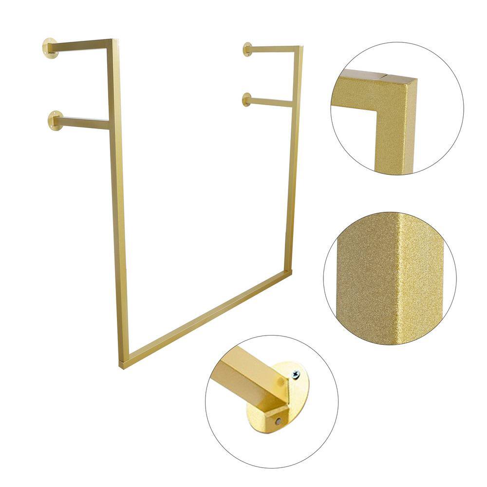 None Gold Iron Wall Mounted Clothes Rack 39.37 in. x 39.37 in.