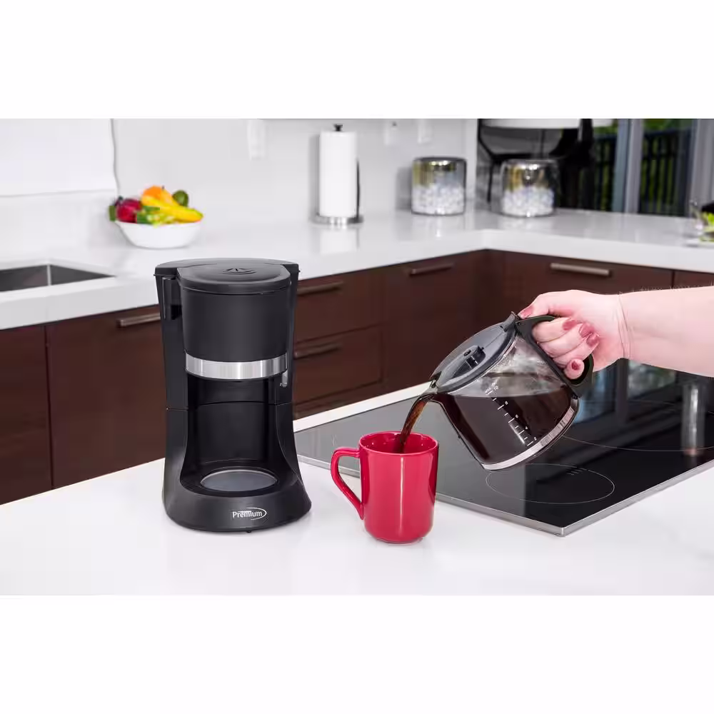 Premium LEVELLA Pause to Pour 10-Cup Black Drip Coffee Maker with Glass Carafe