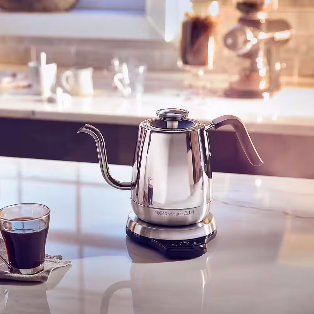 KitchenAid Precision 4.25-Cup Gooseneck Stainless Steel Electric Kettle with Alarm
