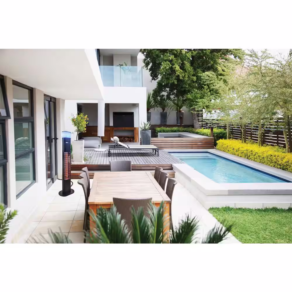 EnerG+ 1500-Watt Infrared Free-Standing Electric Outdoor Heater with Gold Tube, Speaker and Remote Control