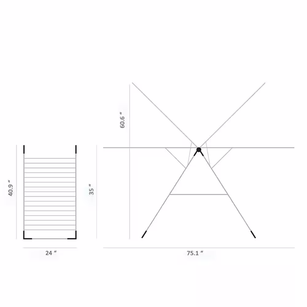 Brabantia 66 ft. (20m) W 75.2 in. x H 35.4 in.T-Model Drying Rack in Fresh White