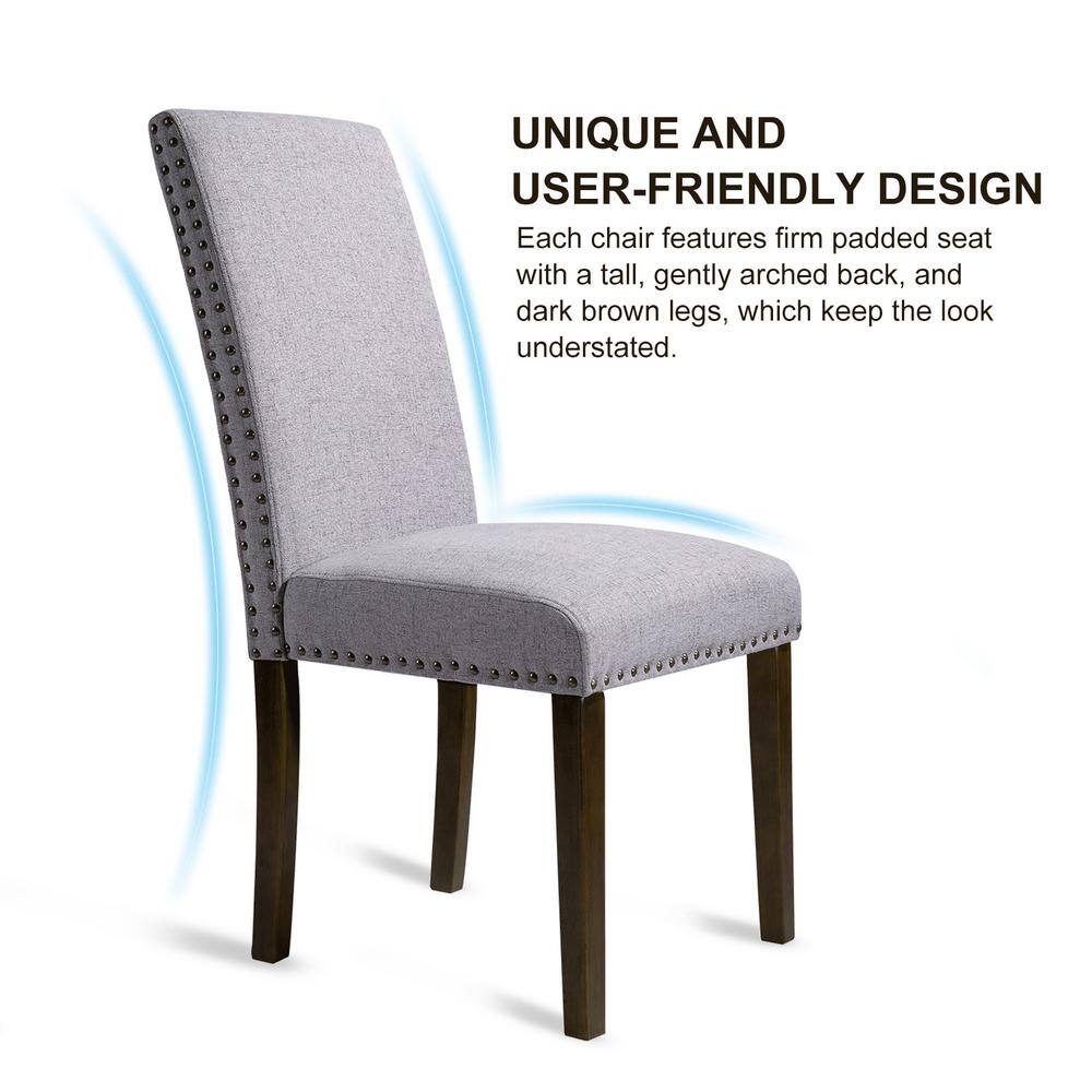 Harper & Bright Designs Light Grey Upholstered Dining Chairs (Set of 2)