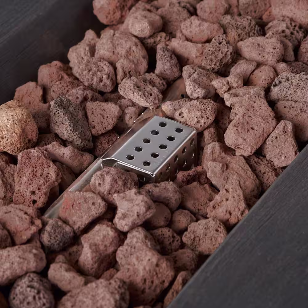 Noble House Sergio 45 in. x 25 in. Rectangular MGO Propane Fire Pit in Grey