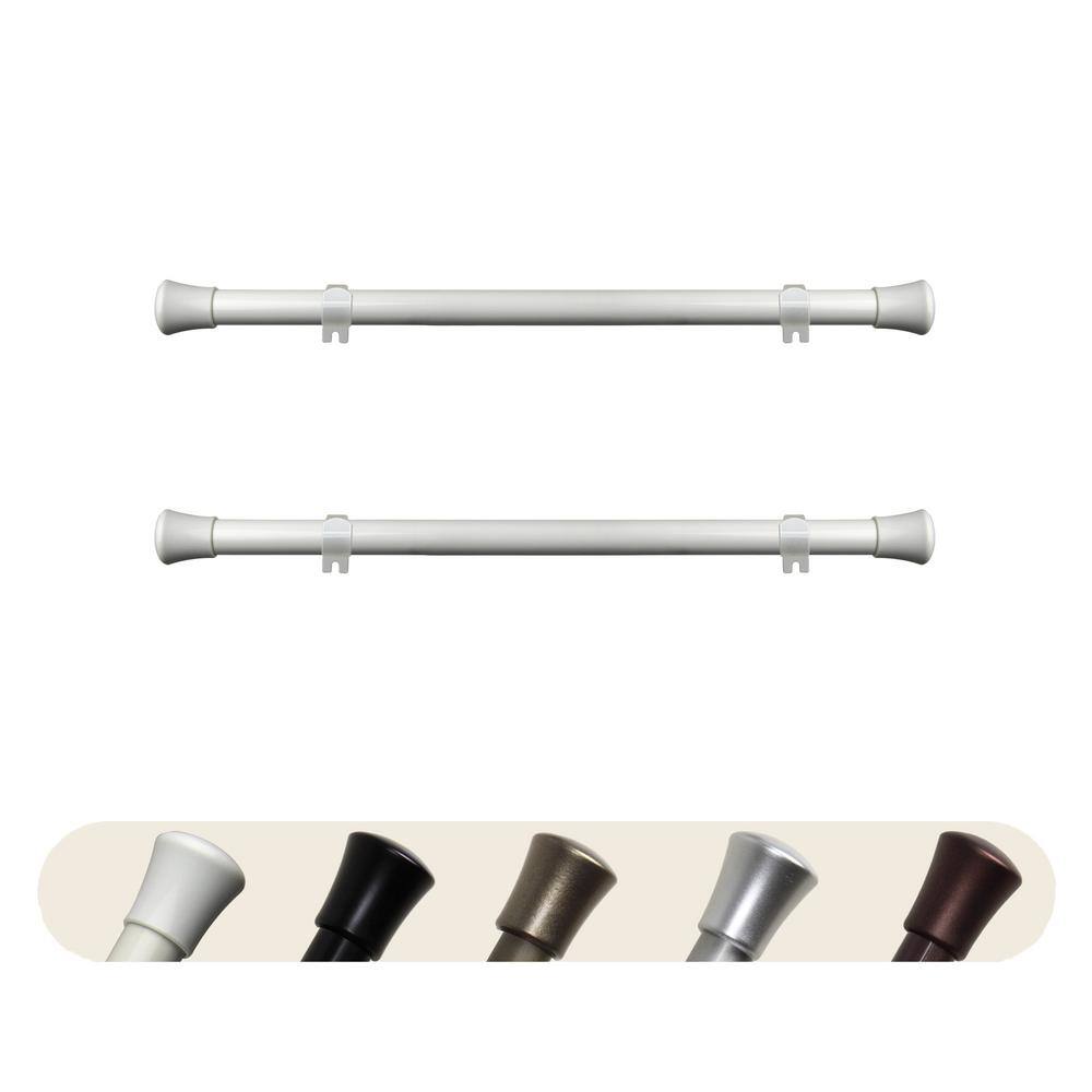 EMOH 5/8 inch Side Curtain Rod 12-20 inch long (Set of 2) - White