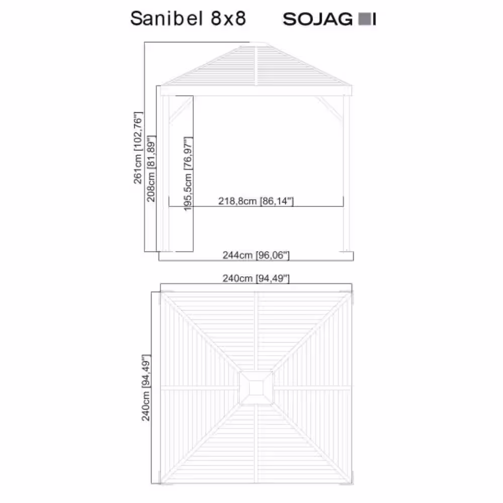 Sojag Sanibel 8 ft. x 8 ft. Wood Effect Rustproof Aluminum Framed Gazebo