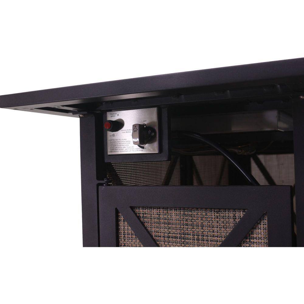 Courtyard Casual Santa Fe Metal Rectangle Fire Pit in Java with 18 lbs. of Amber Fire Glass and Sling Base