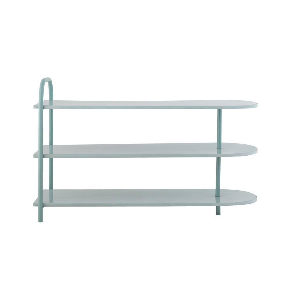 happimess Modern 24 in. H 9-Pair 3-Tier Iron Curved Decker Shoe Rack with 2-Tone in Mint