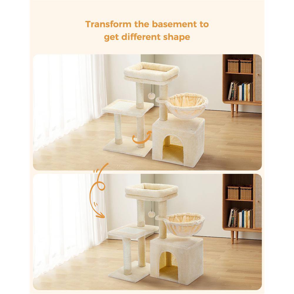 None 29.13 in. Beige Skyscraper Sleep and Play Cat Tree