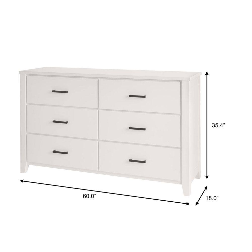 StyleWell Stafford White 6-Drawer Dresser (36 in. H x 60 in. W x 18 in. D)