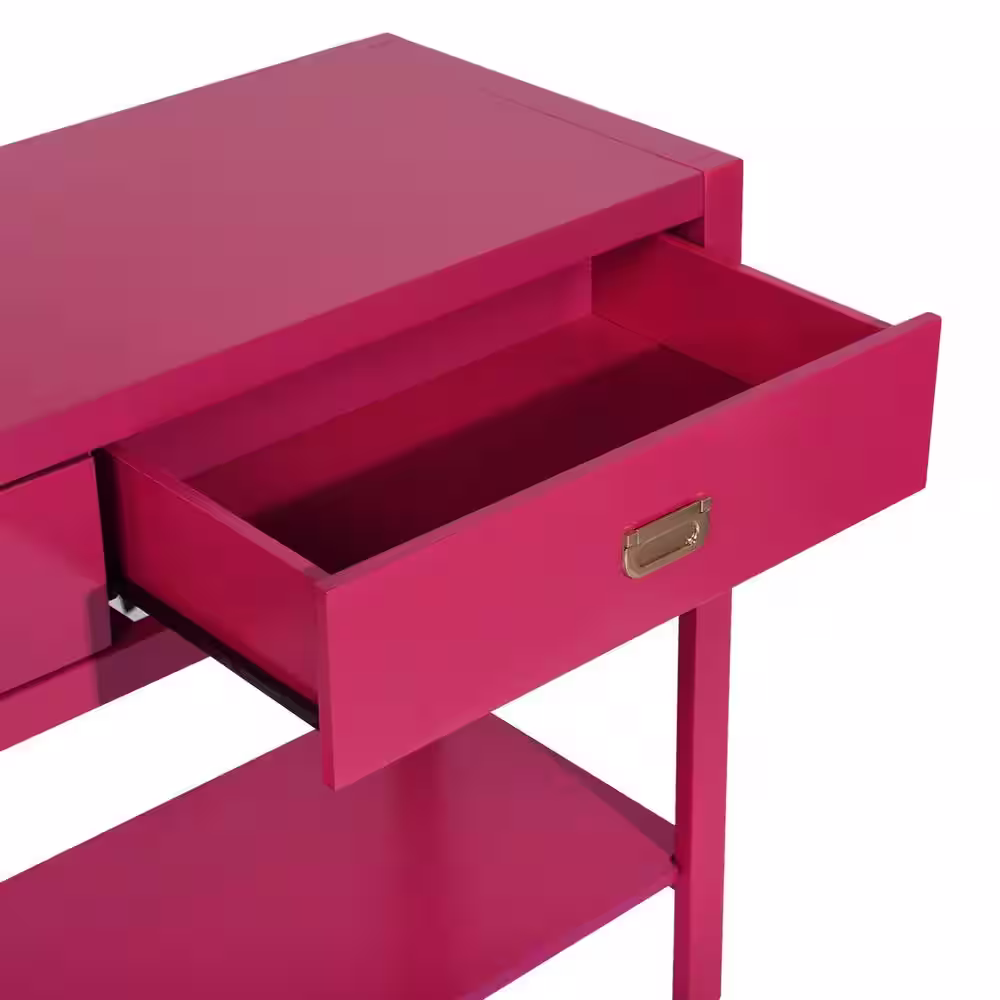 Homy Casa Bianca 44.3 in. Pink Standard Rectangle Wood Console Table with 2-Drawers