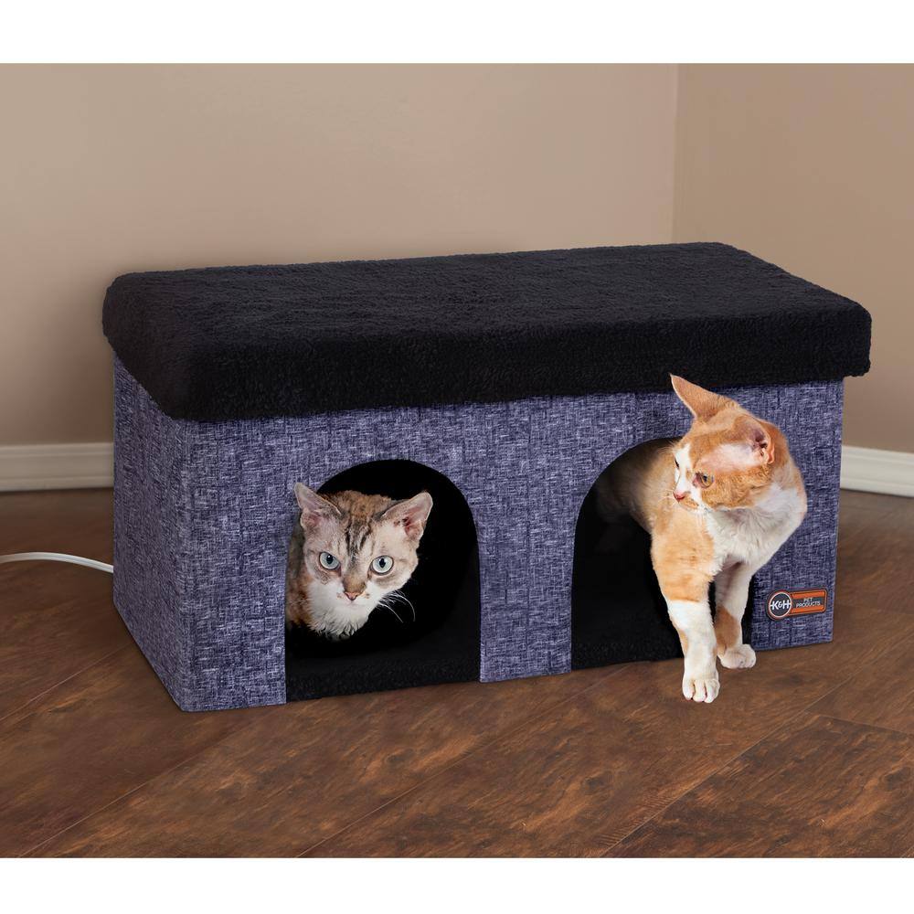 K and H Pet Products 12 in. x 24 in. x 12 in. Classy Navy Thermo-Kitty Duplex 4W