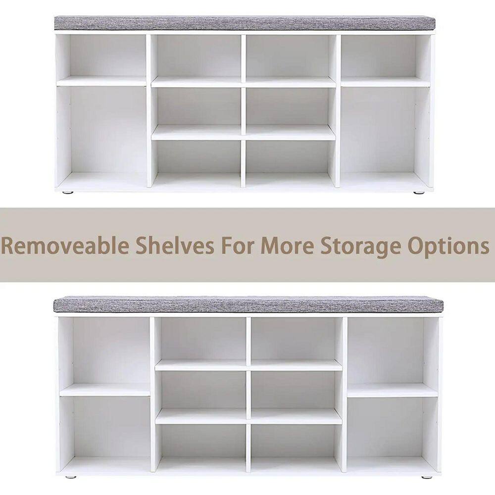 None 18.9 in. H 12-Pair 4-Tier White Wood Shoe Rack