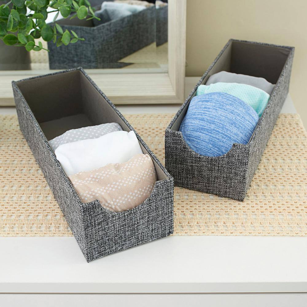 HOUSEHOLD ESSENTIALS Graphite Linen 4 in. Drawer Organizers (2-Piece)