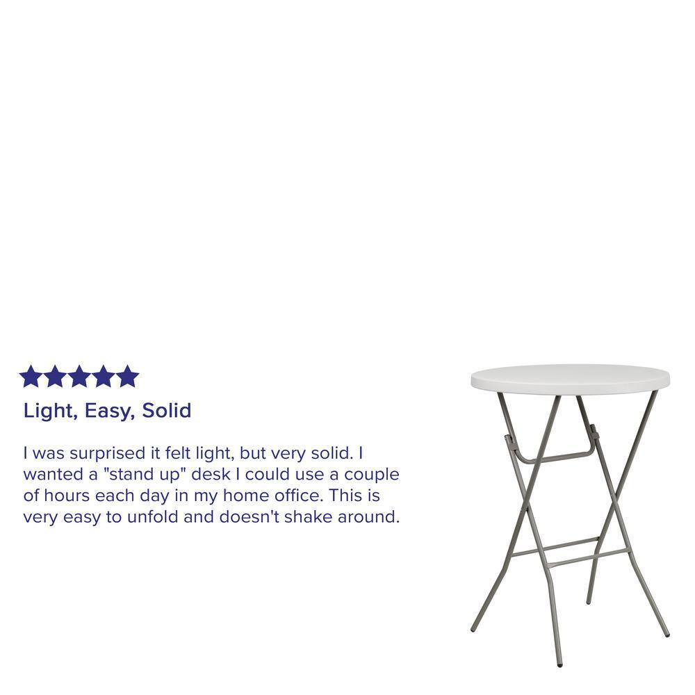 None 31.5 in. Granite White Plastic Tabletop Metal Frame Folding Table