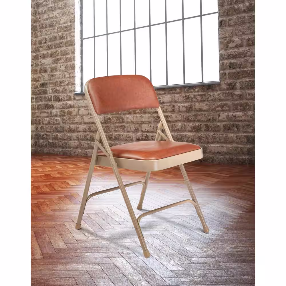 National Public Seating Brown Vinyl Seat Stackable Folding Chair (Set of 4)